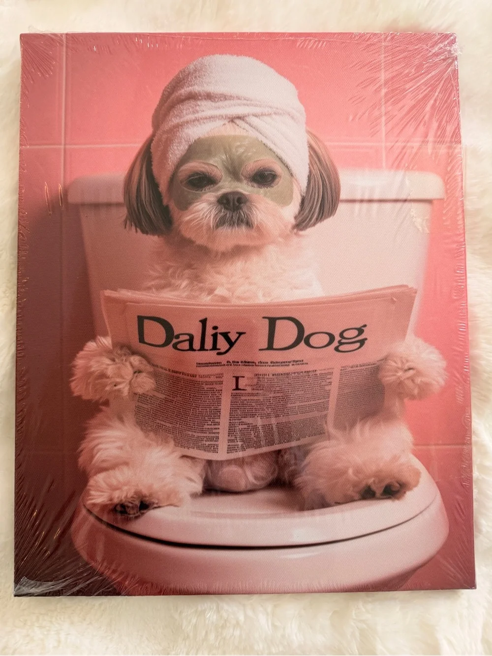Set of (3) Pink Spa Dog Canvas Wall Art - Whimsical Bath Time Prints